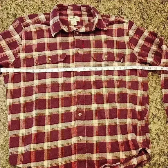 Woolrich Men's Red Plaid 100% Cotton Long Sleeve Work Shirt Size Large - Picture 8 of 9
